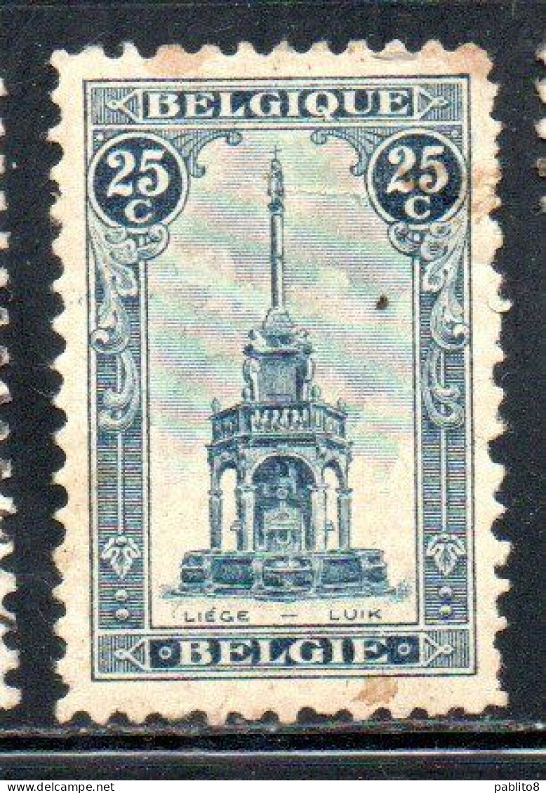 BELGIQUE BELGIE BELGIO BELGIUM 1919 PERRON OF LIEGE FOUNTAIN 25c USED OBLITERE' USATO - 1918 Rotes Kreuz