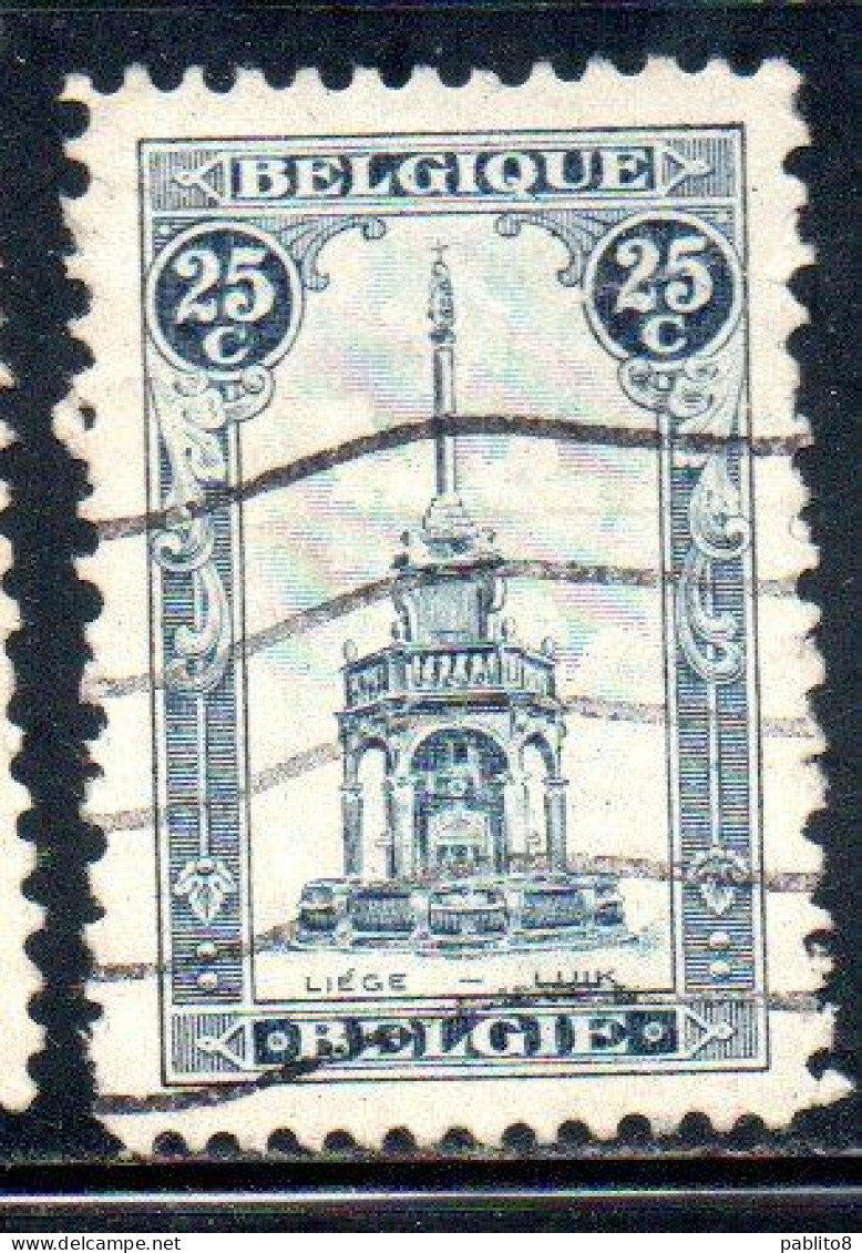 BELGIQUE BELGIE BELGIO BELGIUM 1919 PERRON OF LIEGE FOUNTAIN 25c USED OBLITERE' USATO - 1918 Croce Rossa