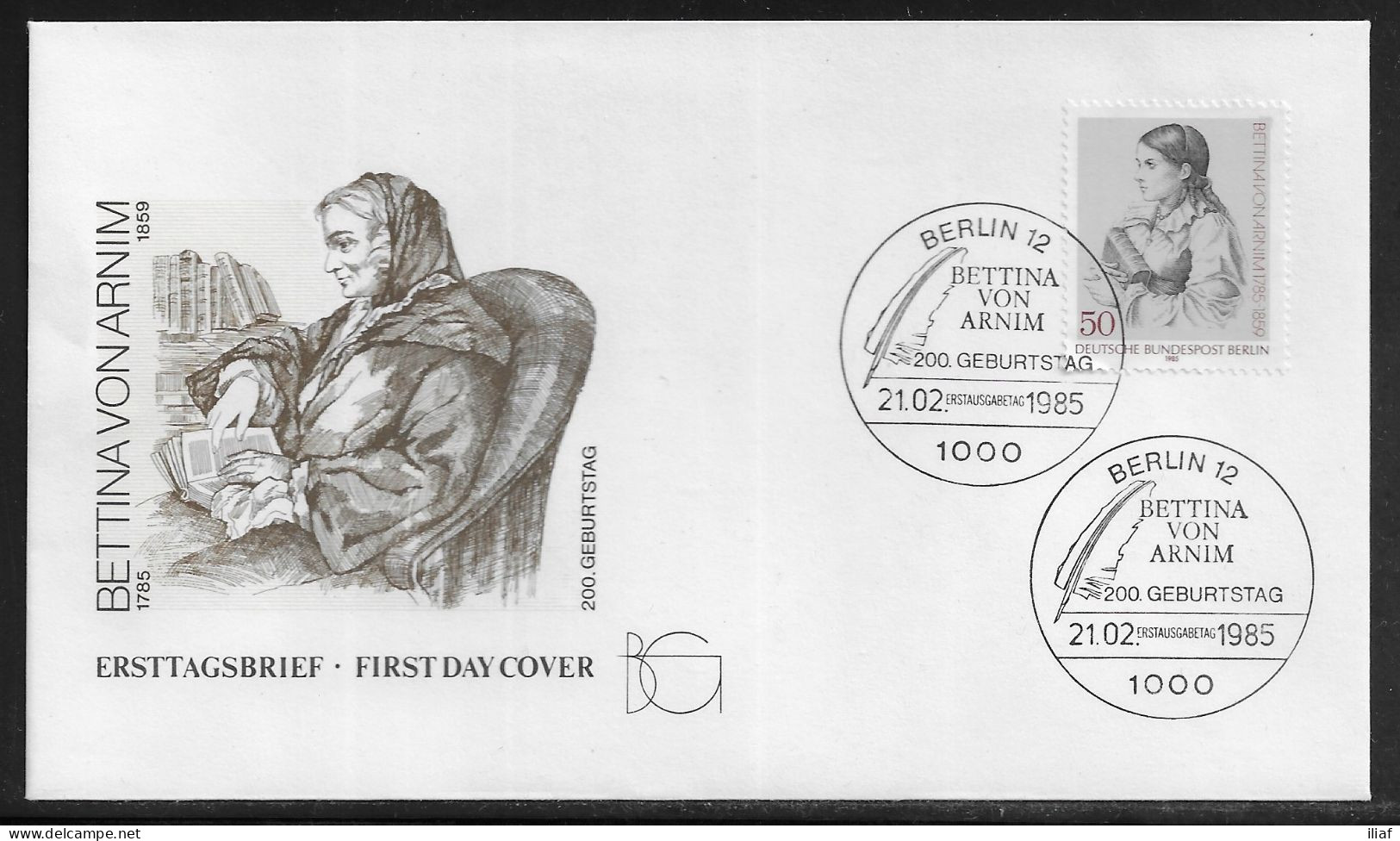 Germany Berlin. FDC Mi. 730.   200th Birthday Of Bettina Von Arnim.  FDC Cancellation On FDC Envelope - 1981-1990