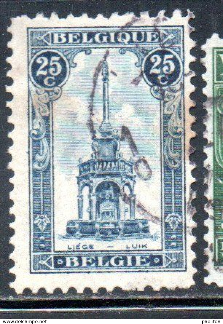 BELGIQUE BELGIE BELGIO BELGIUM 1919 PERRON OF LIEGE FOUNTAIN 25c USED OBLITERE' USATO - 1918 Red Cross