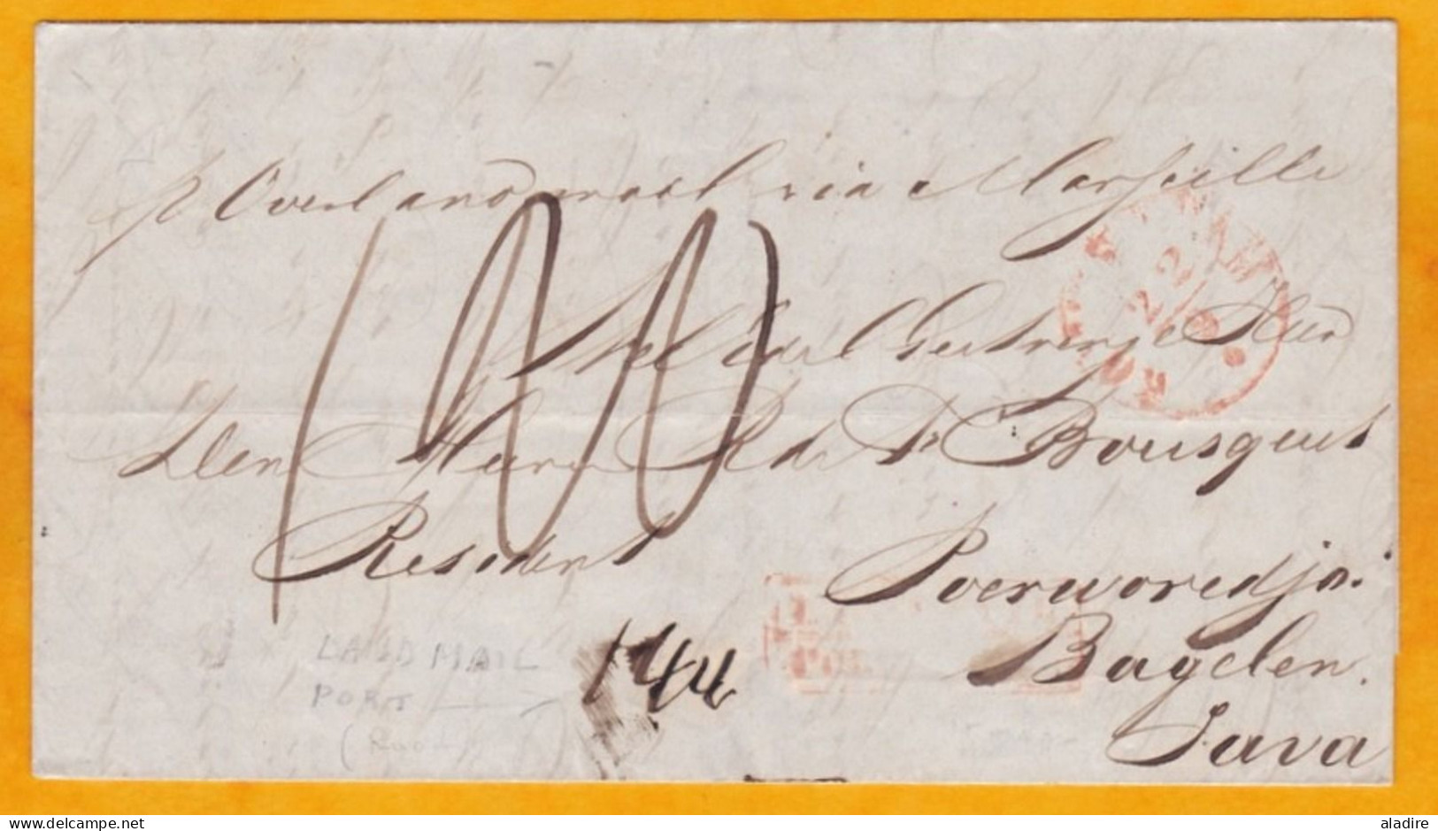 1852 - LAC En Néerlandais De ROTTERDAM ? Vers JAVA, Indes Néerlandaises, Indonésie - Par Voie De Terre Jusqu'à Marseille - Postal History