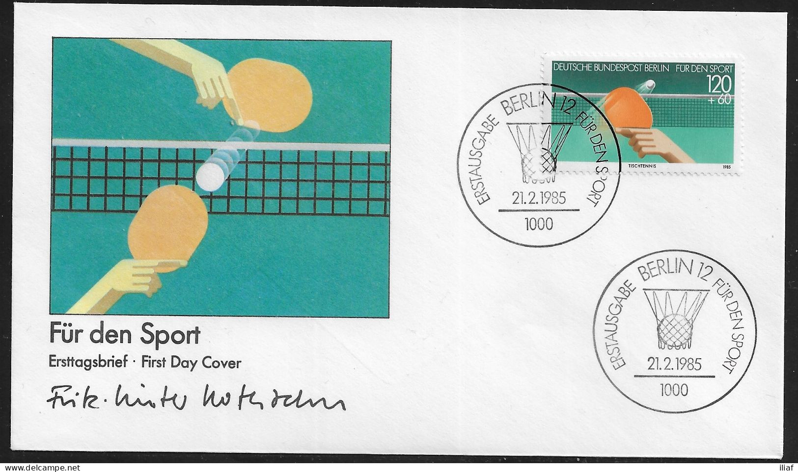 Germany Berlin. FDC Mi. 733.   Sports Aid. Table Tennis.  FDC Cancellation On FDC Envelope - 1981-1990