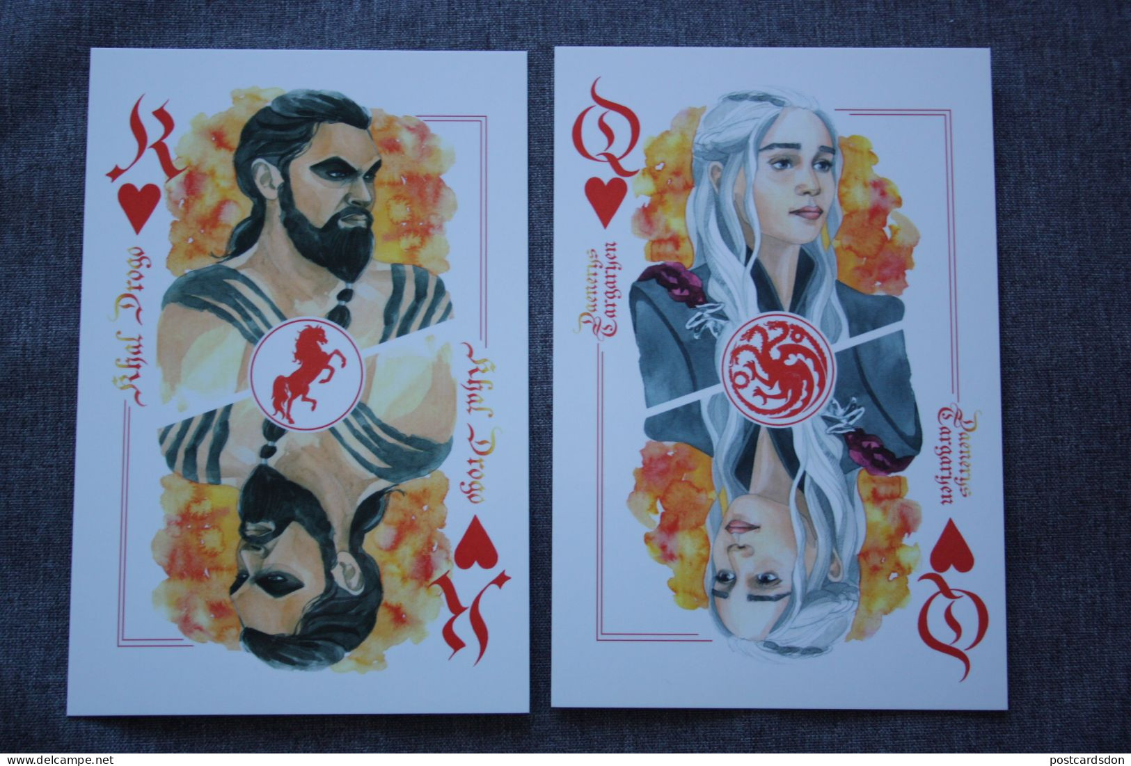 2 PCs Lot /  A Song Of Ice And Fire - Modern Russian Postcard - Playing Cards - Speelkaarten