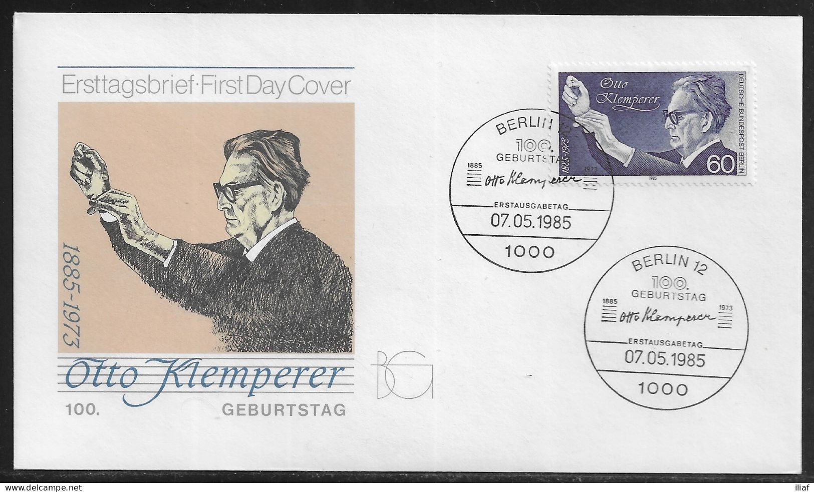 Germany Berlin. FDC Mi_739.   Klemperer, Otto (orchestral Conductor) 1885-1973.  FDC Cancellation On FDC Envelope - 1981-1990