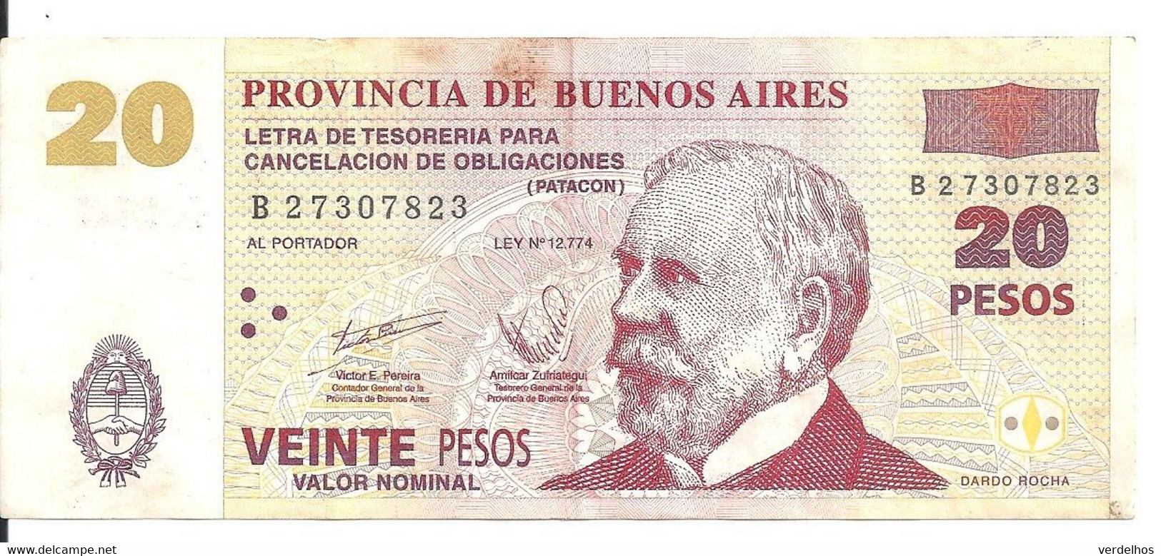 ARGENTINE 20 PESOS Provincia De Buenos Aires 2001 VF+ - Argentinië