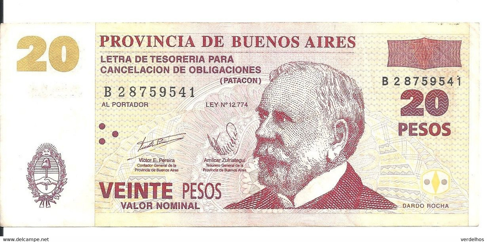 ARGENTINE 20 PESOS Provincia De Buenos Aires 2001 VF+ - Argentinië