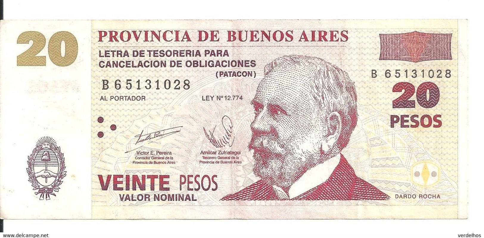 ARGENTINE 20 PESOS Provincia De Buenos Aires 2001 VF+ - Argentine