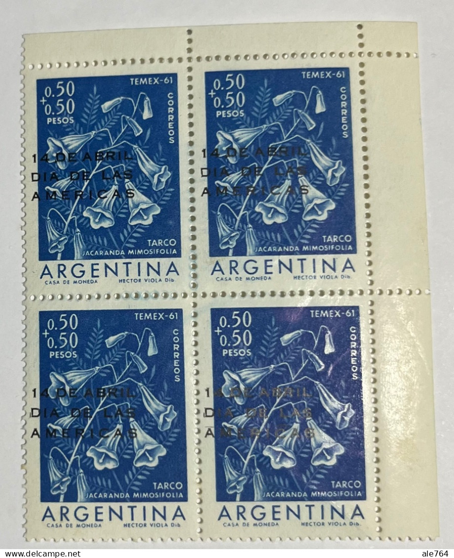 Argentina 1961 Día De Las Americas, En Cuadro, GJ 1211, Sc B 31, MNH. - Ungebraucht
