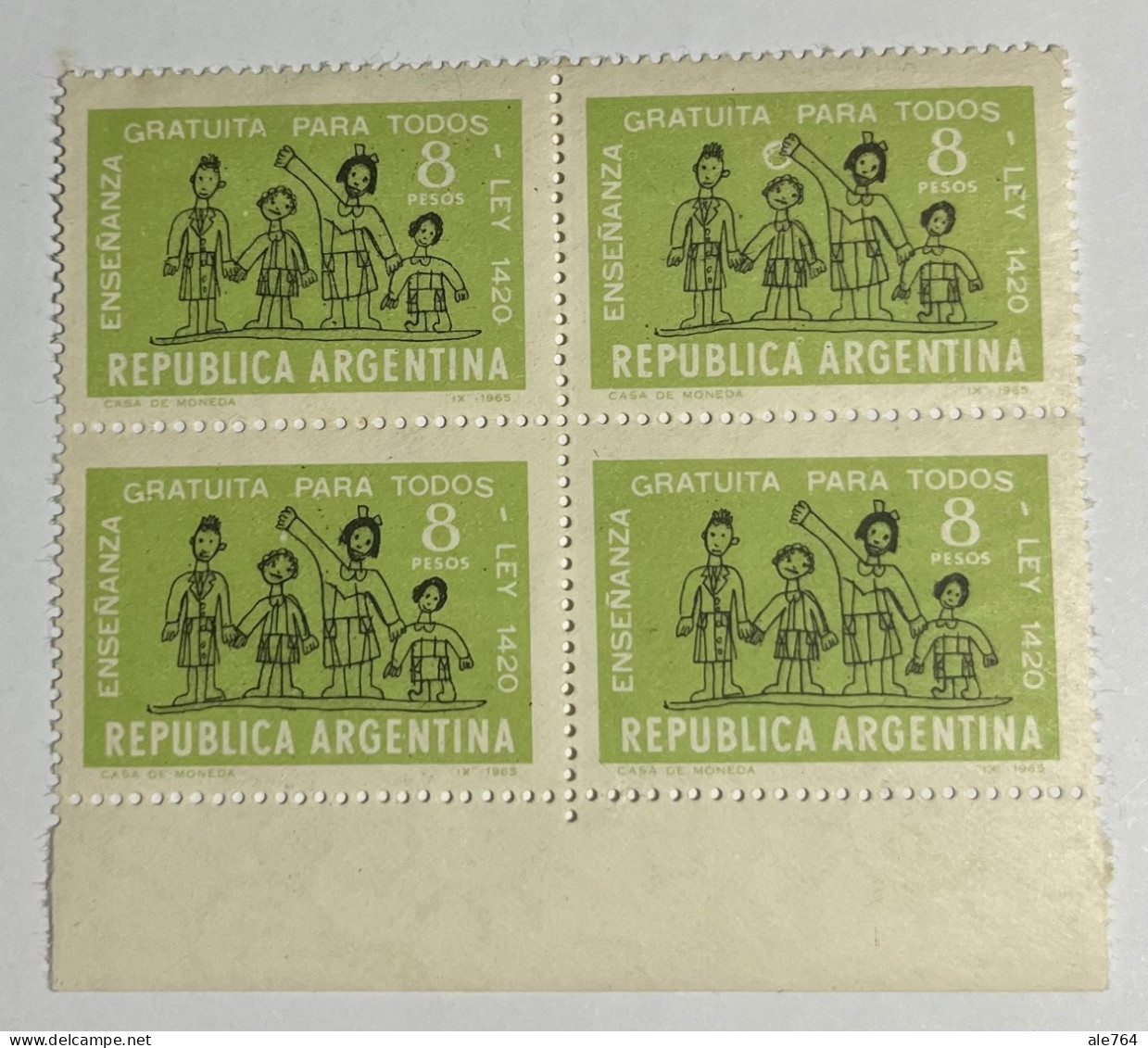 Argentina 1965 Enseñanza Gratuita, En Cuadro, GJ 1342, Sc 786, MNH. - Ungebraucht