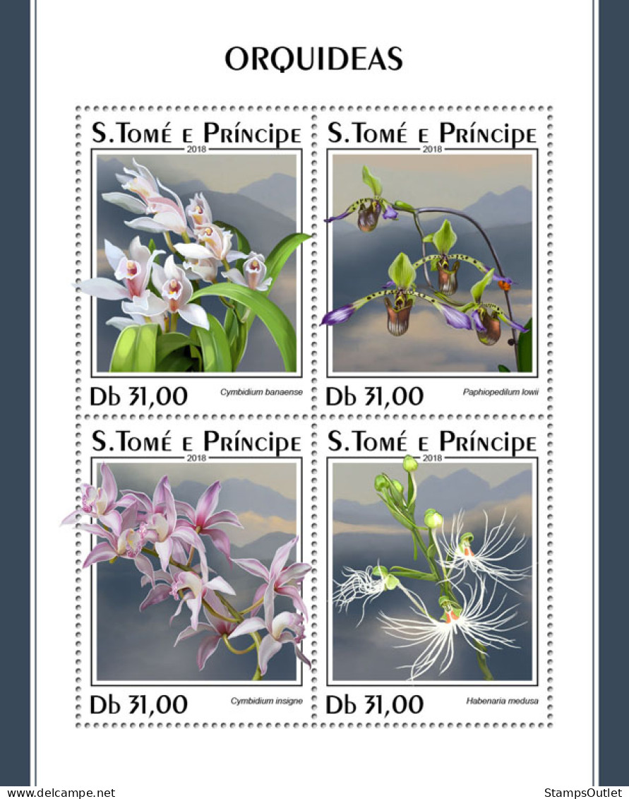  SÃO TOMÉ AND PRÍNCIPE 2018 MNH  Orchids  Michel Code: 7718-7721. Yvert&Tellier Code: 6153-6156 - Sao Tome Et Principe