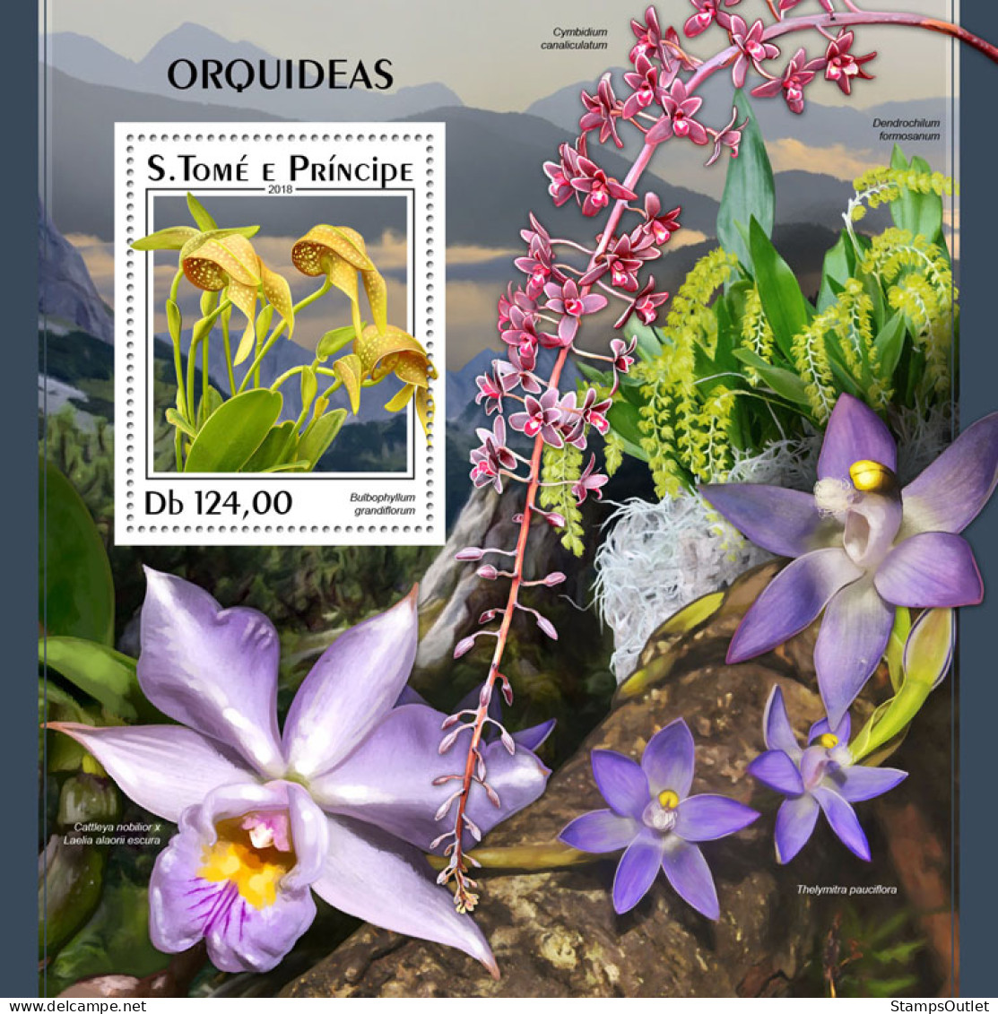 SÃO TOMÉ AND PRÍNCIPE 2018 MNH  Orchids  Michel Code: 7722 / Bl.1392. Yvert&Tellier Code: 1138 - São Tomé Und Príncipe