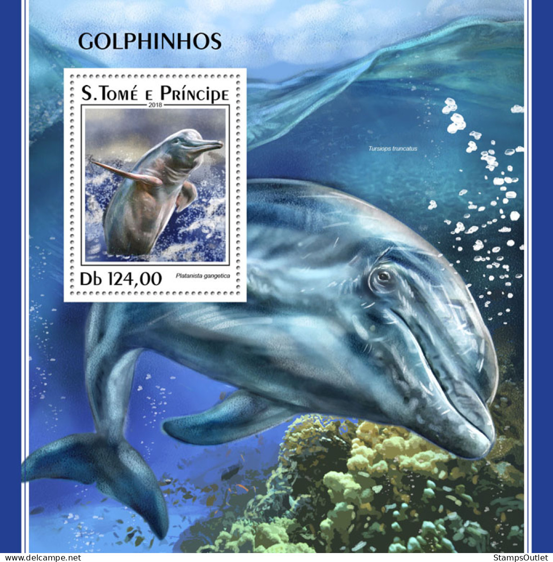  SÃO TOMÉ AND PRÍNCIPE 2018 MNH  Dolphins  Michel Code:  7737 / Bl.1395. Yvert&Tellier Code: 1139 - São Tomé Und Príncipe