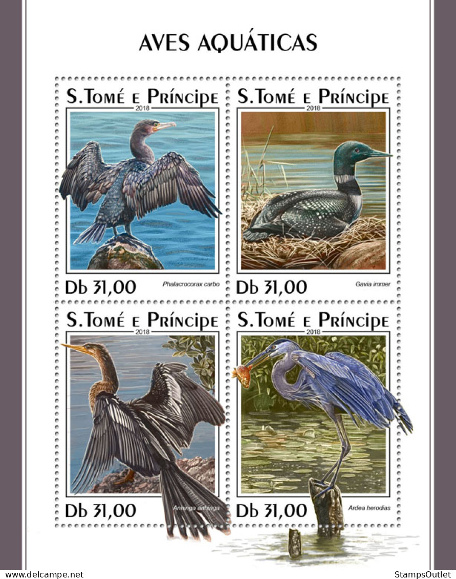  SÃO TOMÉ AND PRÍNCIPE 2018 MNH  Water Birds  Michel Code: 7728-7731. Yvert&Tellier Code: 6165-6168 - Sao Tome Et Principe