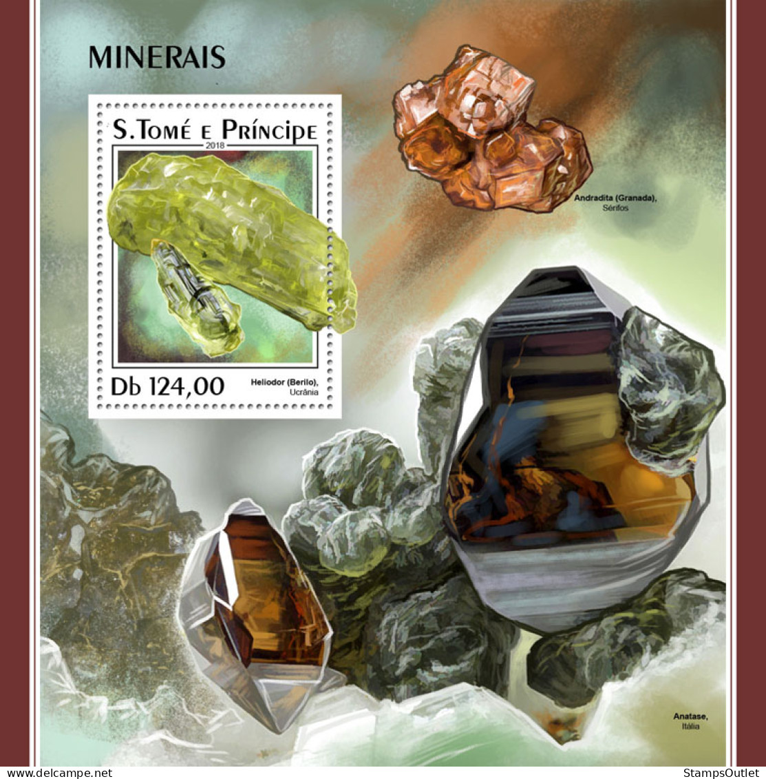  SÃO TOMÉ AND PRÍNCIPE 2018 MNH  Minerals  Michel Code: 7717 / Bl.1391. Yvert&Tellier Code: 1143 - Sao Tome Et Principe
