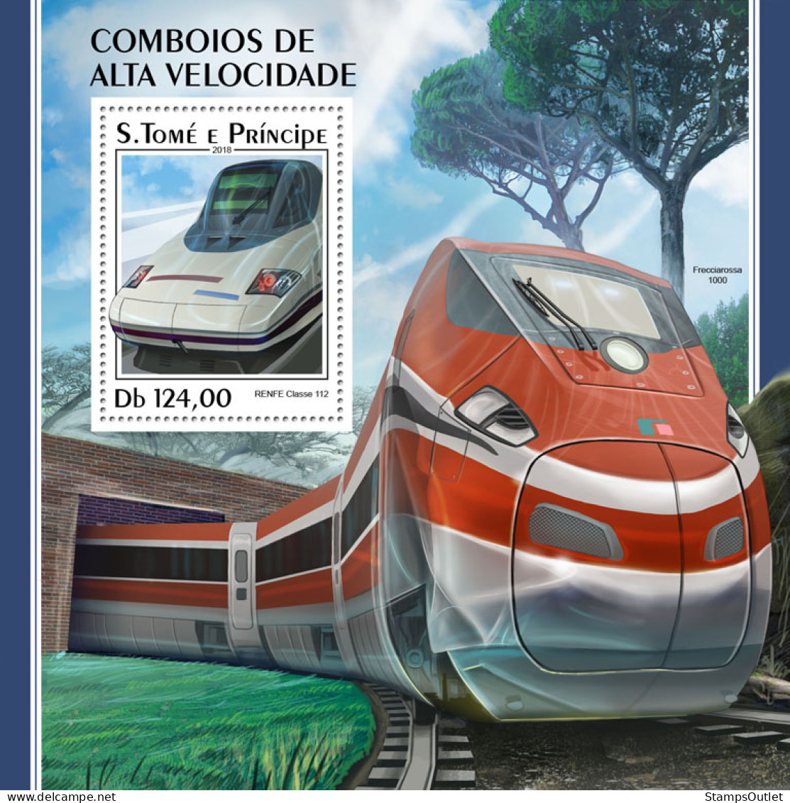  SÃO TOMÉ AND PRÍNCIPE 2018 MNH  Speed Trains  Michel Code:  7802 / Bl.1408. Yvert&Tellier Code: 1144 - Sao Tome Et Principe