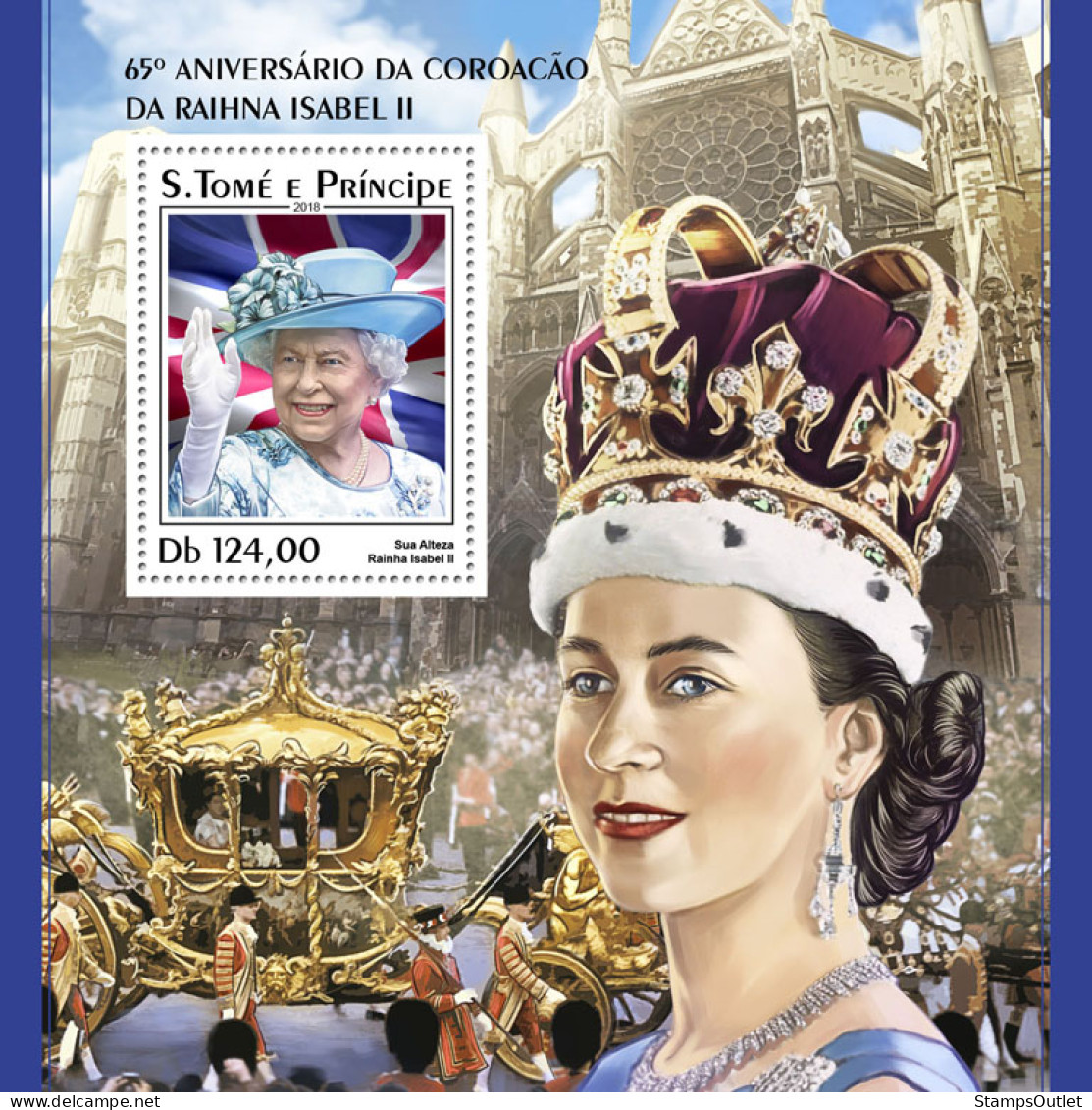  SÃO TOMÉ AND PRÍNCIPE 2018 MNH  Queen Elizabeth II  Michel Code:  7777 / Bl.1403. Yvert&Tellier Code: 1148 - Sao Tome Et Principe