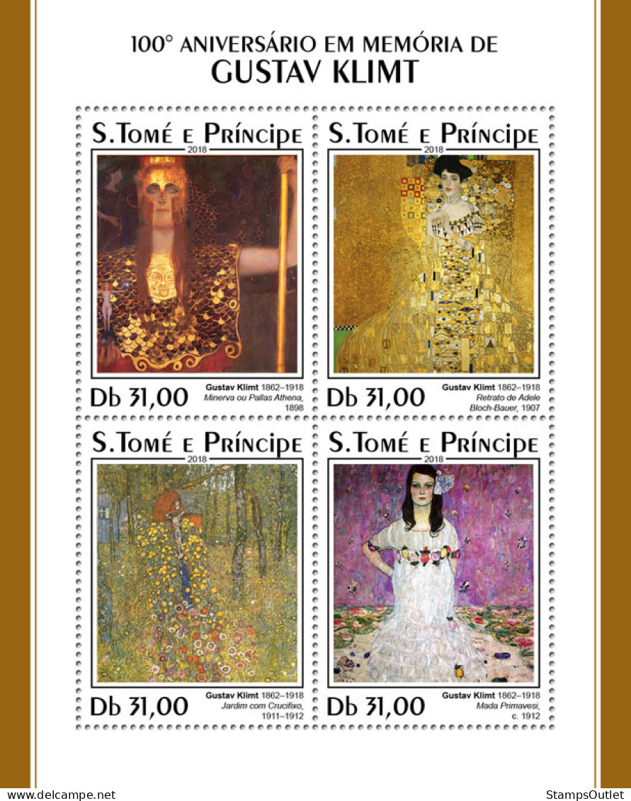  SÃO TOMÉ AND PRÍNCIPE 2018 MNH  Gustav Klimt  Michel Code: 7753-7756. Yvert&Tellier Code: 6205-6208 - Sao Tome Et Principe