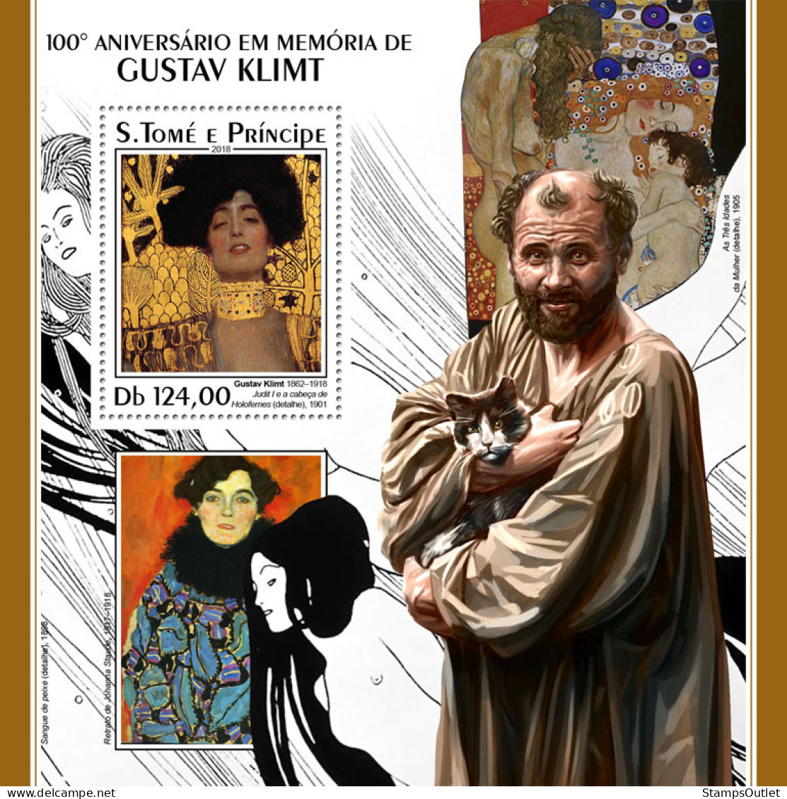  SÃO TOMÉ AND PRÍNCIPE 2018 MNH  Gustav Klimt  Michel Code:  7757 / Bl.1399. Yvert&Tellier Code: 1151 - Sao Tome Et Principe