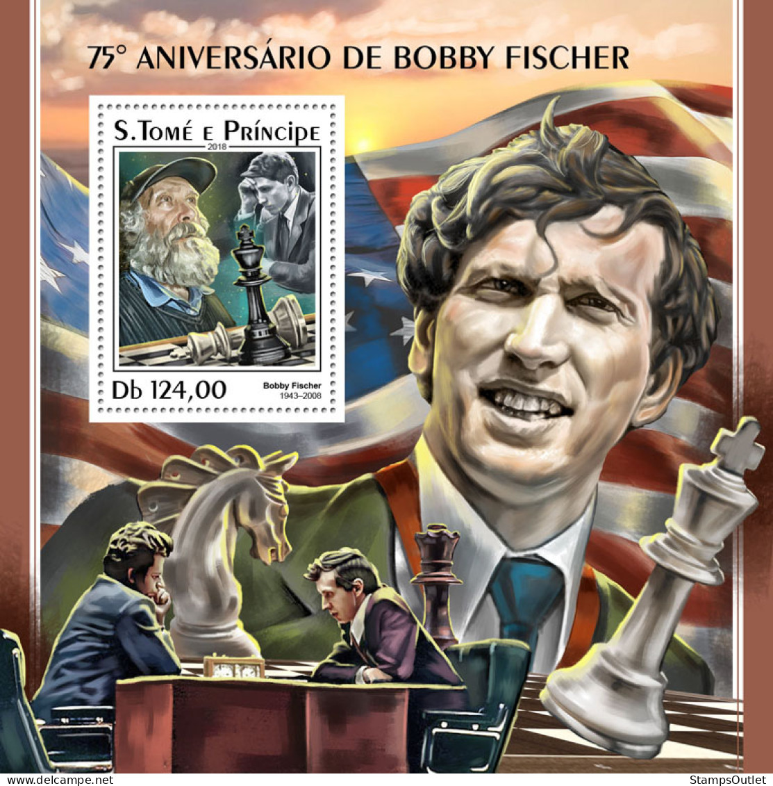  SÃO TOMÉ AND PRÍNCIPE 2018 MNH  Bobby Fischer  Michel Code: 7782 / Bl.1404. Yvert&Tellier Code: 1153 - Sao Tome Et Principe