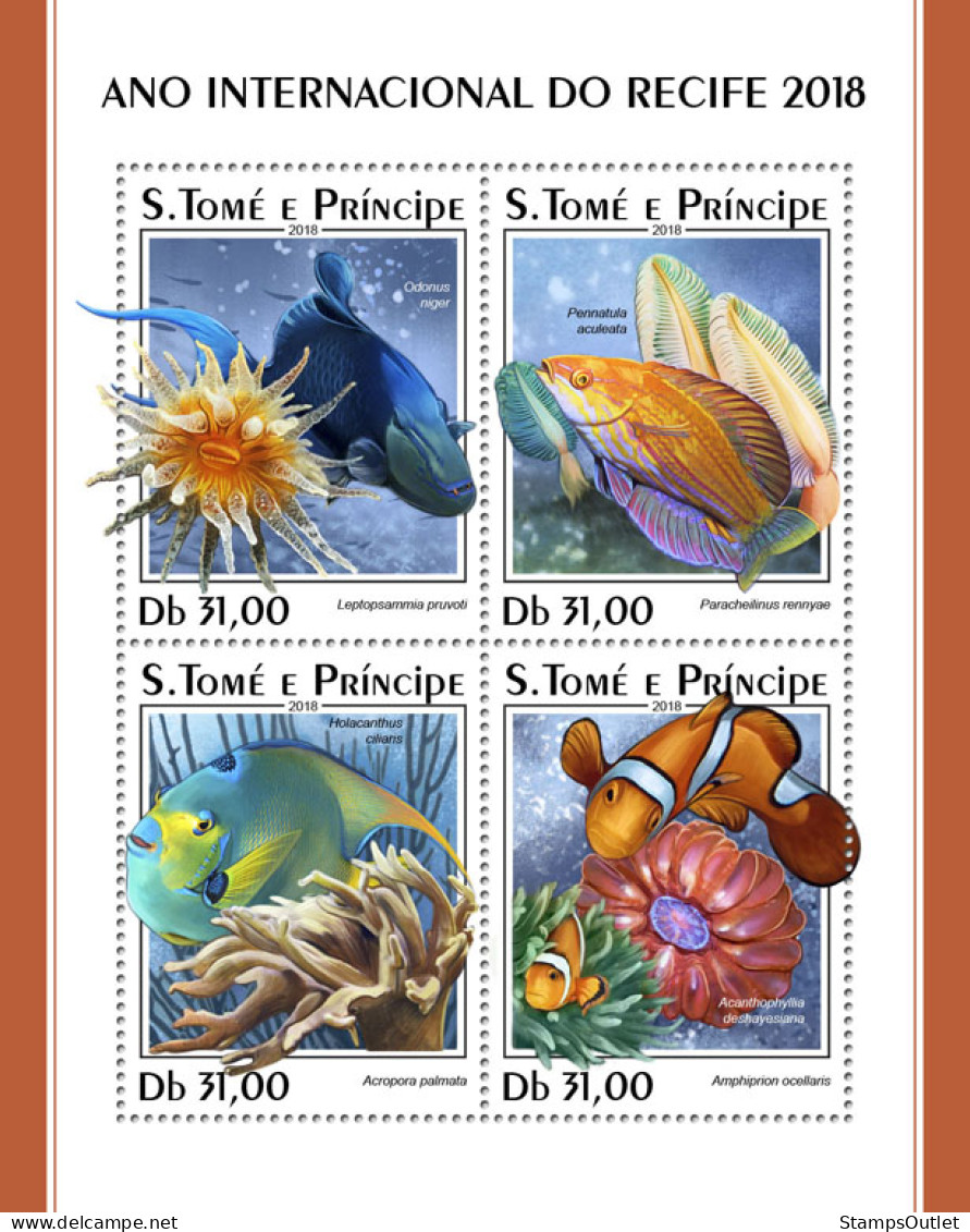  SÃO TOMÉ AND PRÍNCIPE 2018 MNH  Year Of The Reef 2018  Michel Code: 7808-7811. Yvert&Tellier Code: 6229-6232 - Sao Tome Et Principe