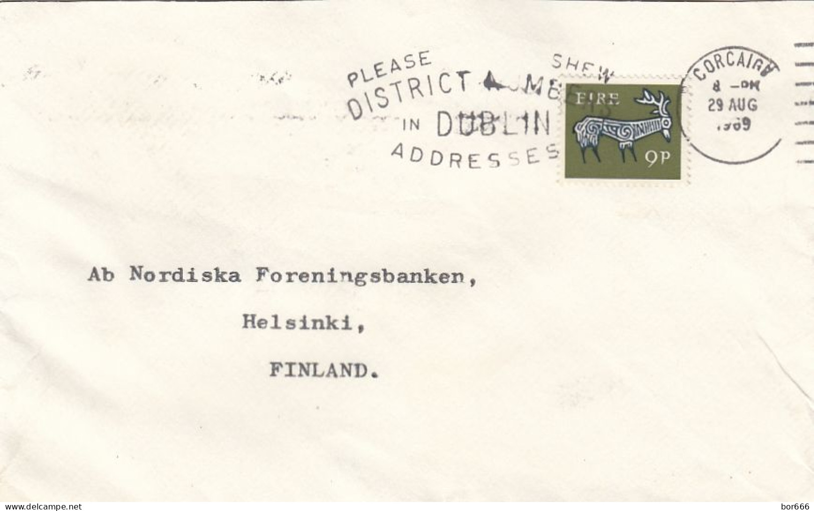 GOOD IRELAND Postal Cover To FINLAND 1969 - Good Stamped: Deer - Storia Postale