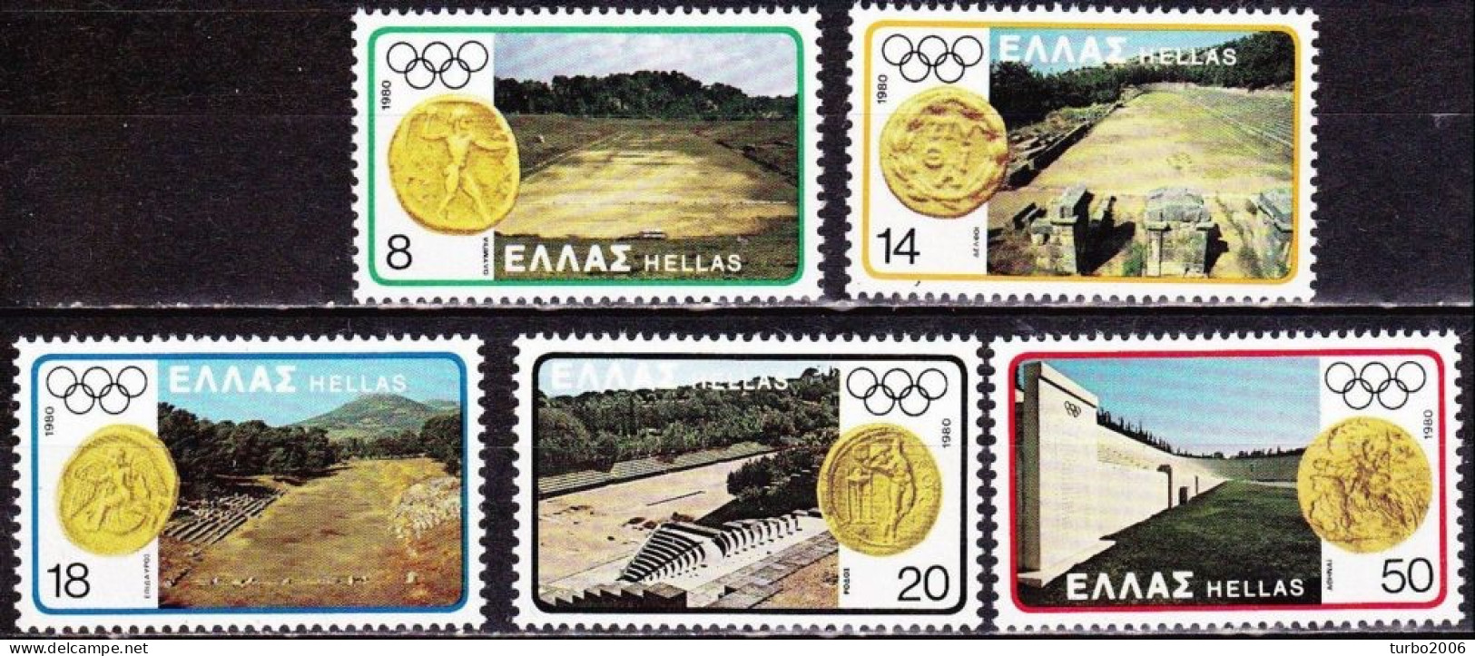 GREECE 1980 Olympic Games Moscou MNH Set Vl. 1486 / 1490 - Nuevos