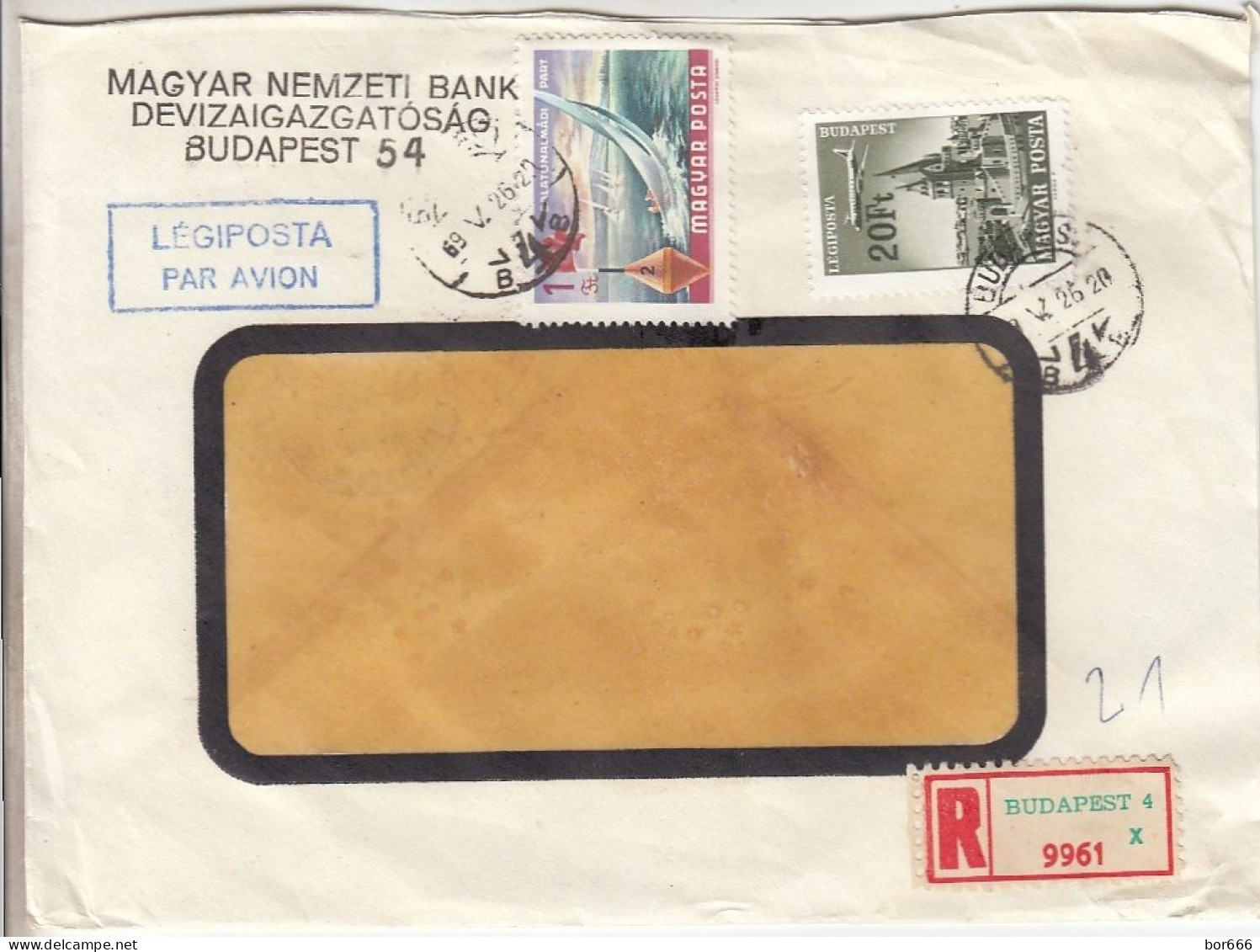 GOOD HUNGARY " REGISTERED " Postal Cover To FINLAND 1969 - Good Stamped: Yachting ; Airplane / Cathedrale - Covers & Documents