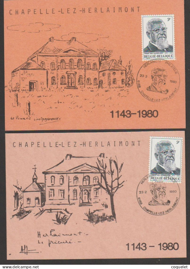 Belgique 1980 - N° 1965 Obl.sur Cartes Et Photo Souvenir De L'abbaye D'Herlaimont , Et Sur CM  Sonystamp  Et Lettre - Souvenir Cards - Joint Issues [HK]