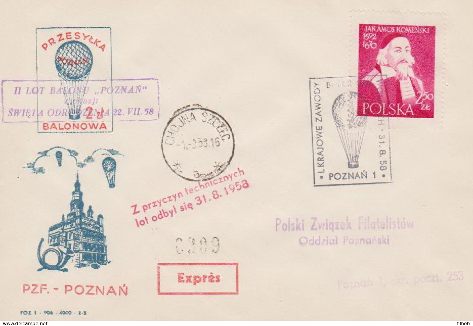 Poland Post - Balloon PBA.1958.poz.poz.04: National Competitions POZNAN - Palloni