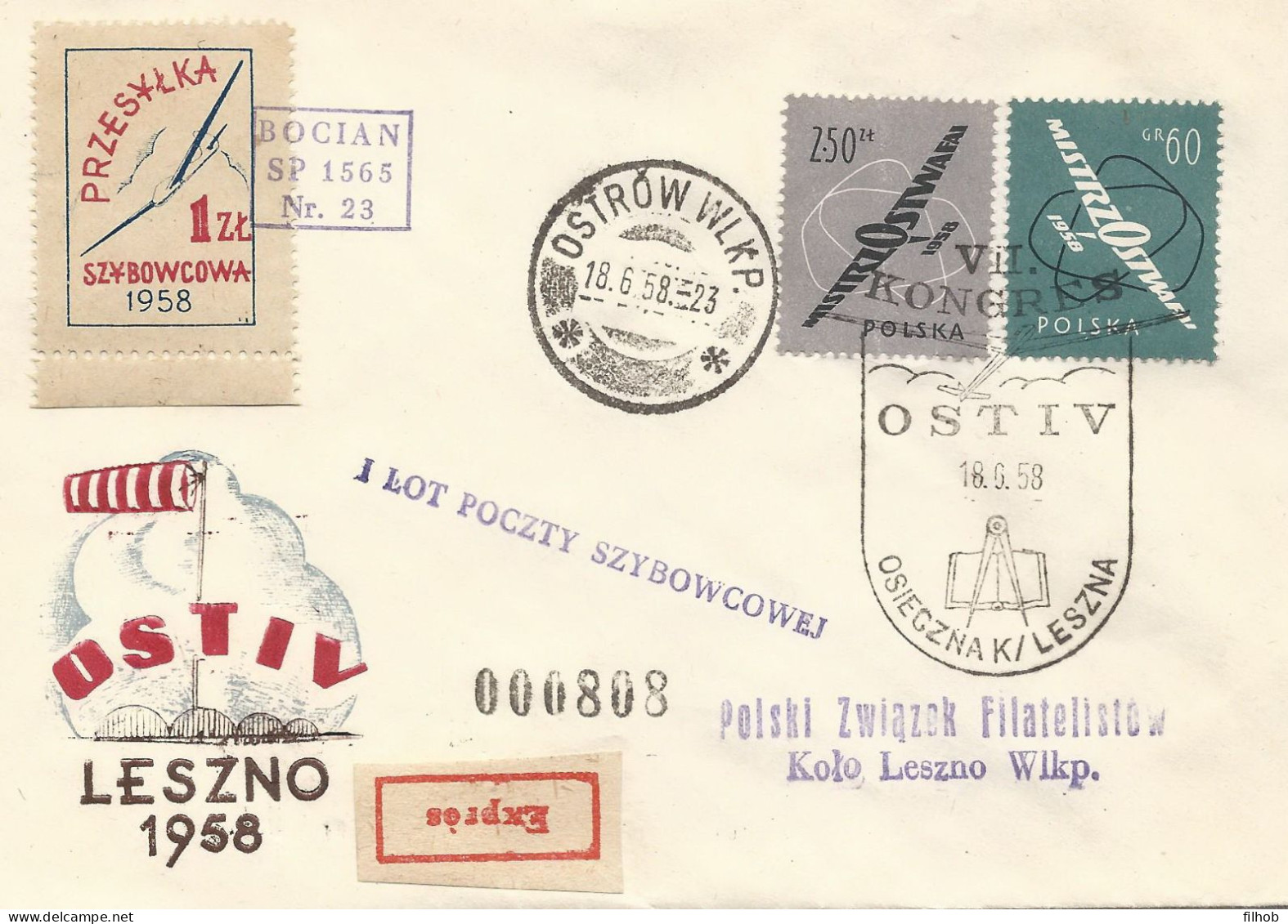 Poland Post - Glider PSZ.1958.osie.01: Osieczna OSTIV Bocian - Planeadores
