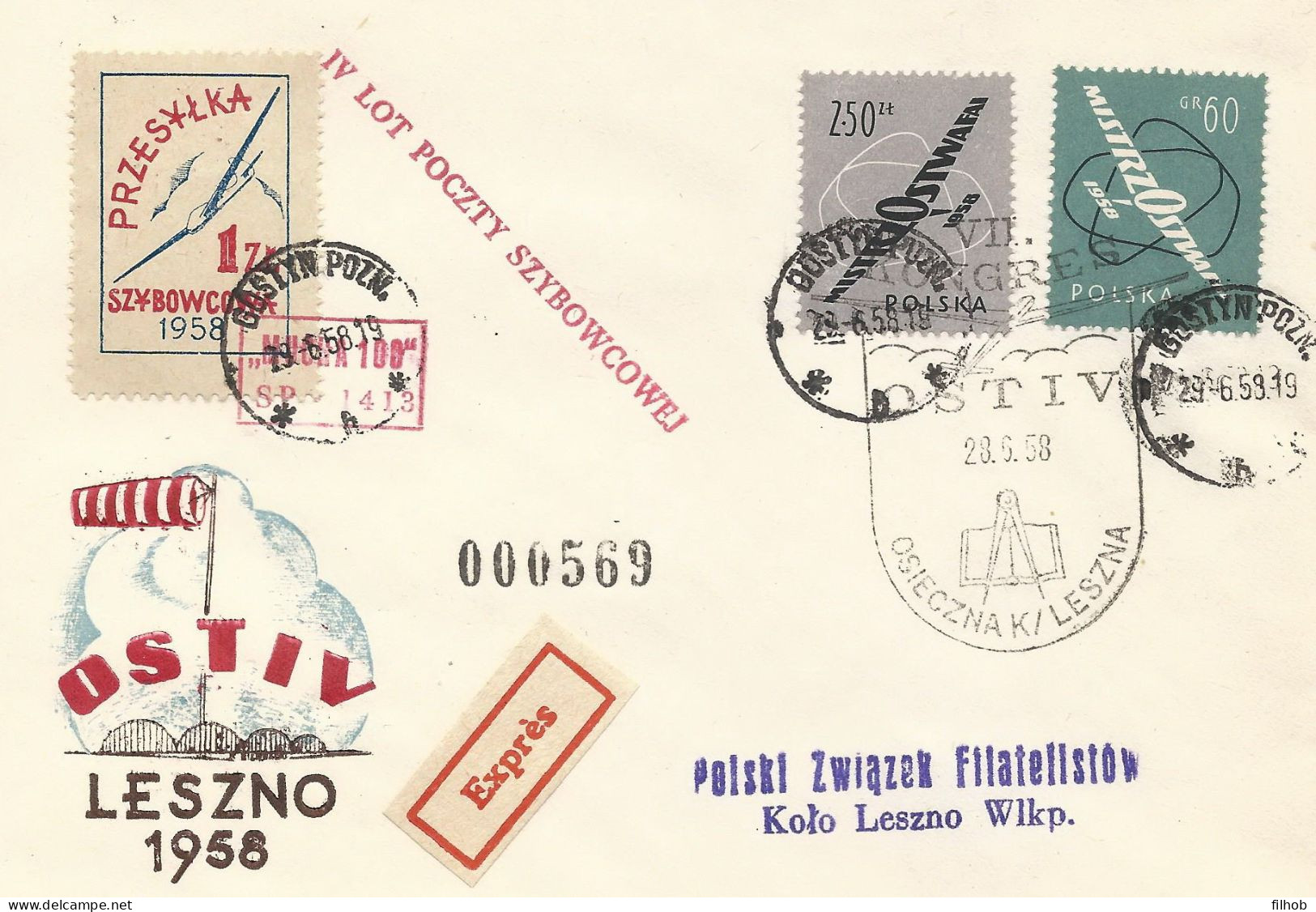 Poland Post - Glider PSZ.1958.osie.03: Osieczna OSTIV Mucha 100 - Planeadores