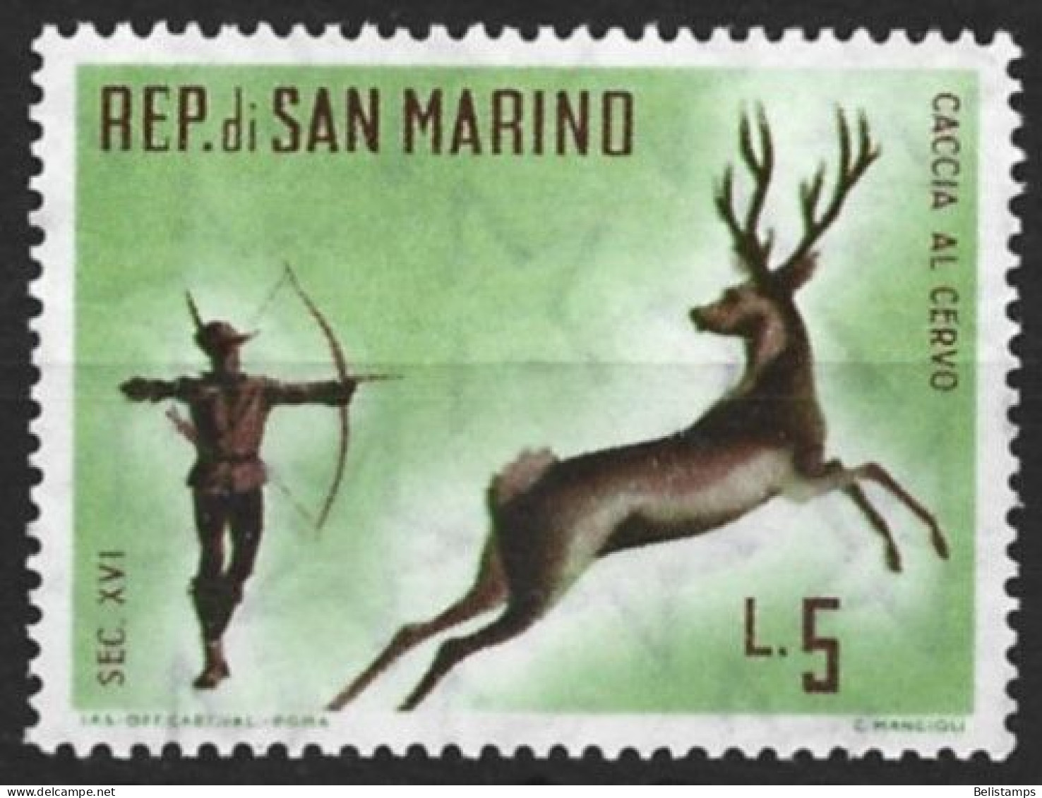 San Marino 1961. Scott #481 (MH) Hunting, Stag Hunt - Neufs