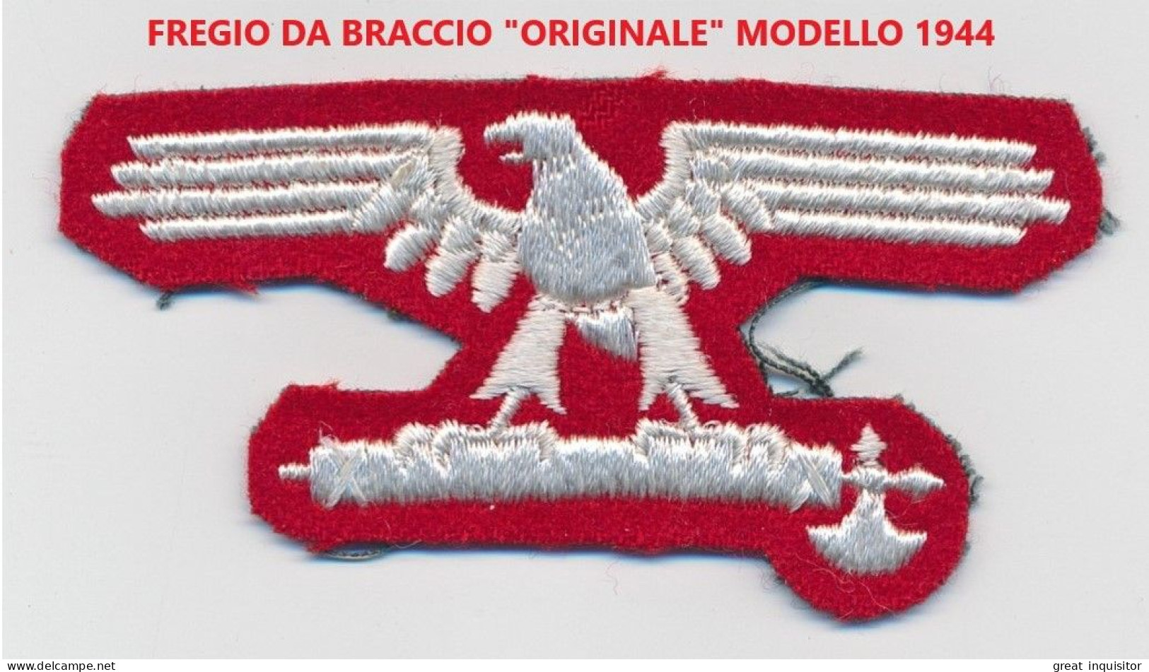 Fregio “reducistico” aquila in tessuto da braccio per uniforme Sottufficiali e/o Truppa delle “WAFFEN-SS ITALIANE"