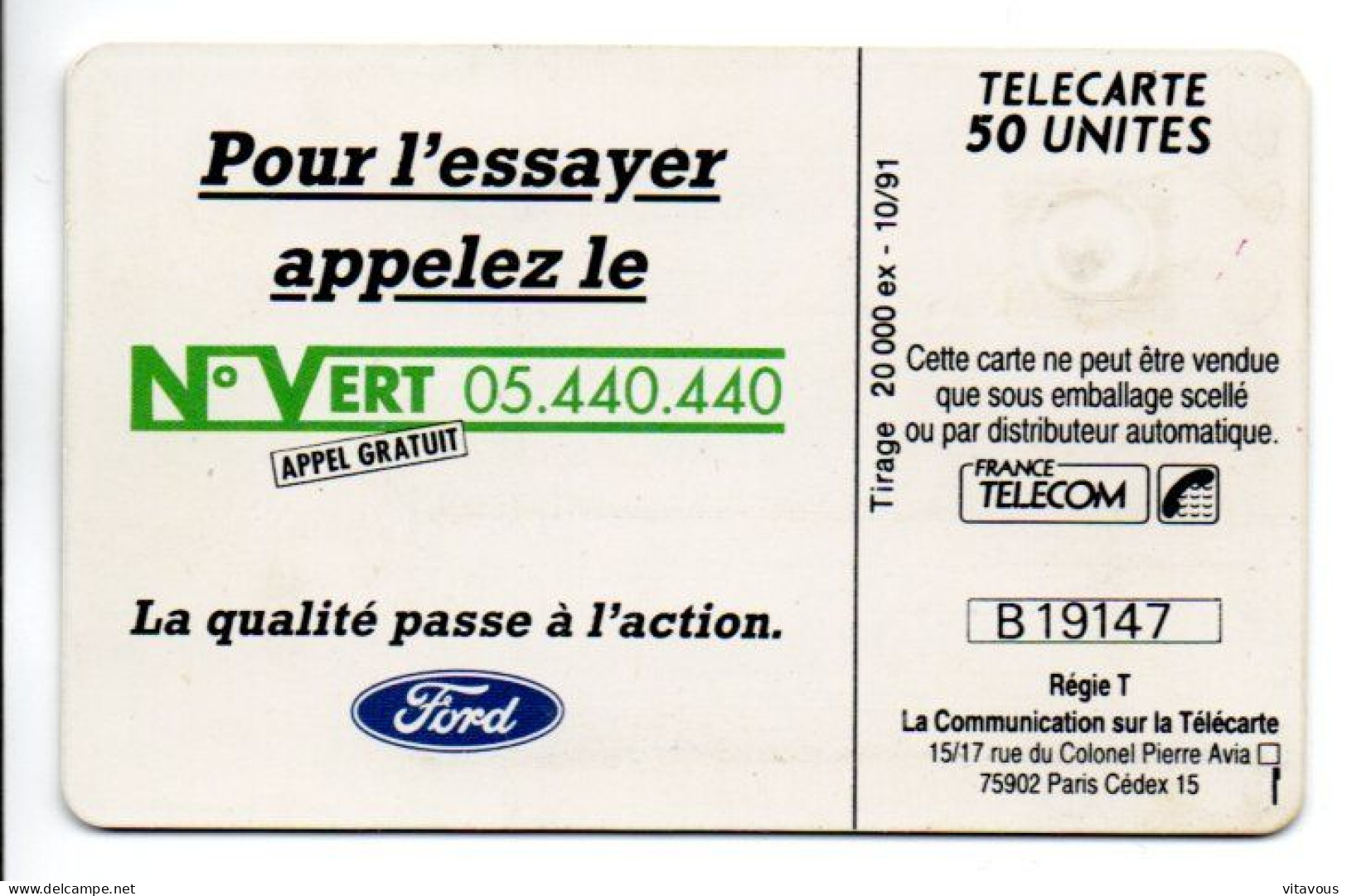 EN 192 Ford Courrier  Télécarte FRANCE 50 Unités Phonecard  (W 641) - 50 Unidades