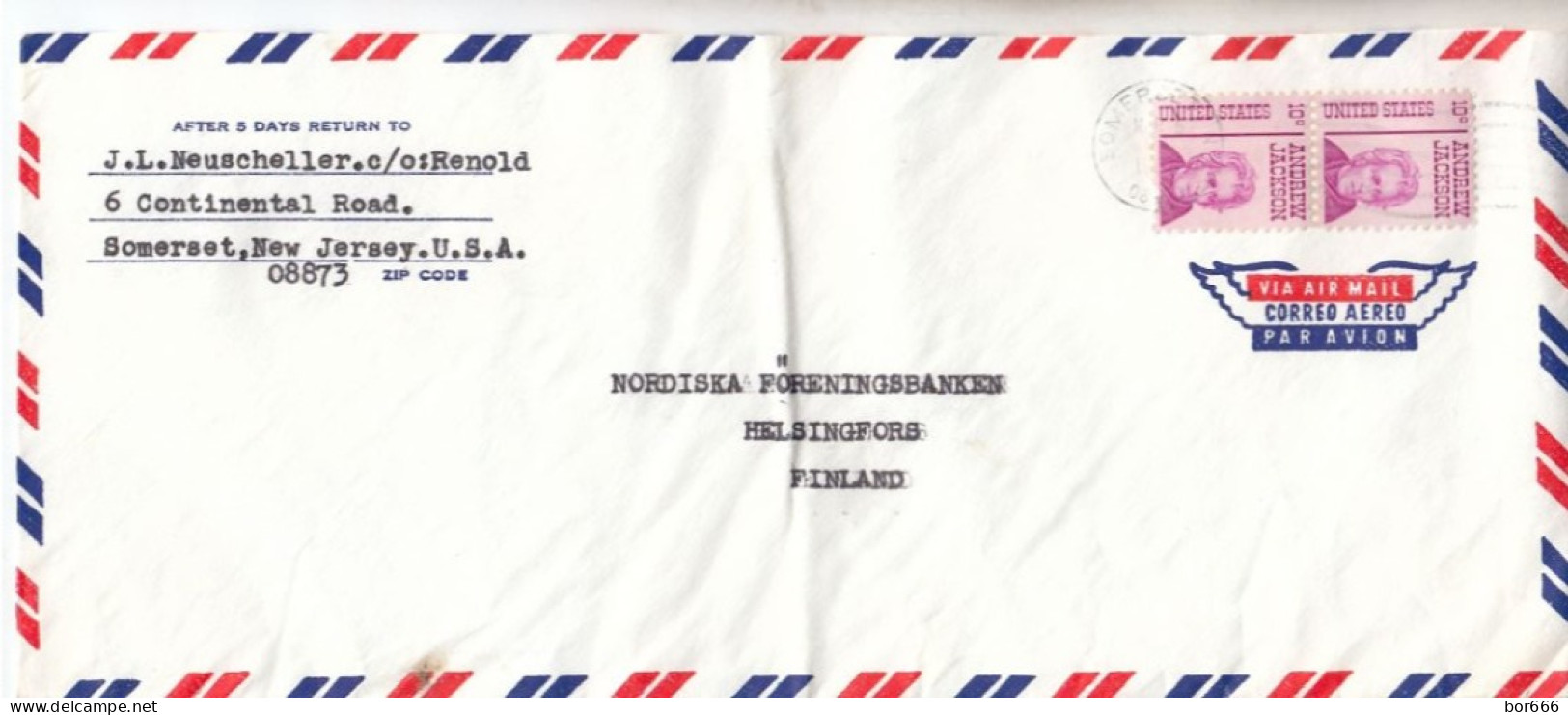 GOOD USA Postal Cover To FINLAND 1969 - Good Stamped: Jackson - Lettres & Documents