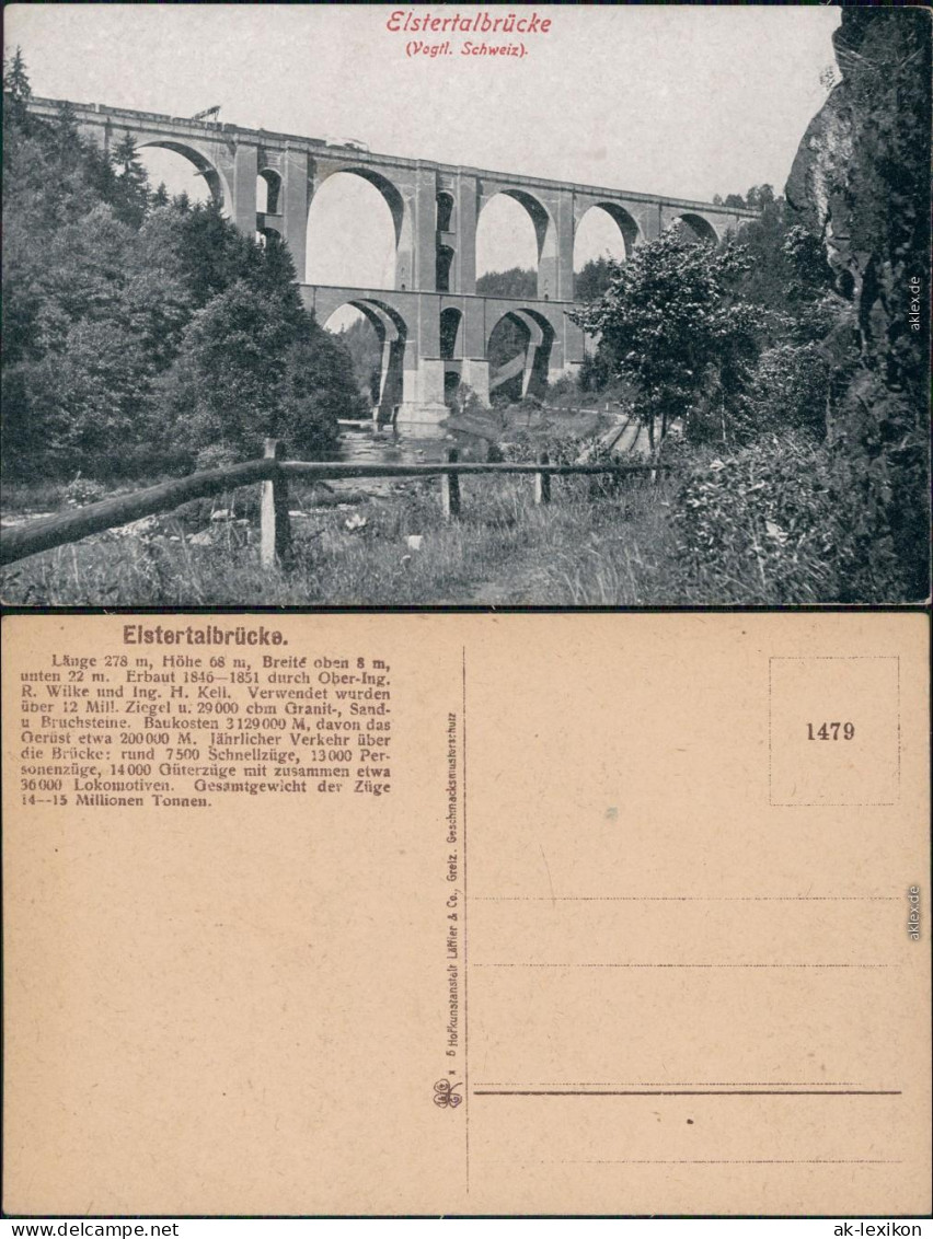 Ansichtskarte Jocketa-Pöhl Elstertalbrücke 1925 - Poehl