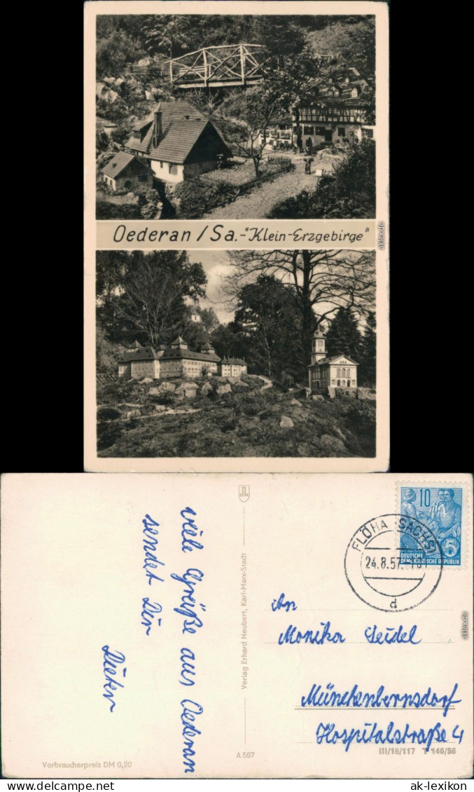Ansichtskarte Oederan 2 Bild: Klein Erzgebirge 1956  - Oederan
