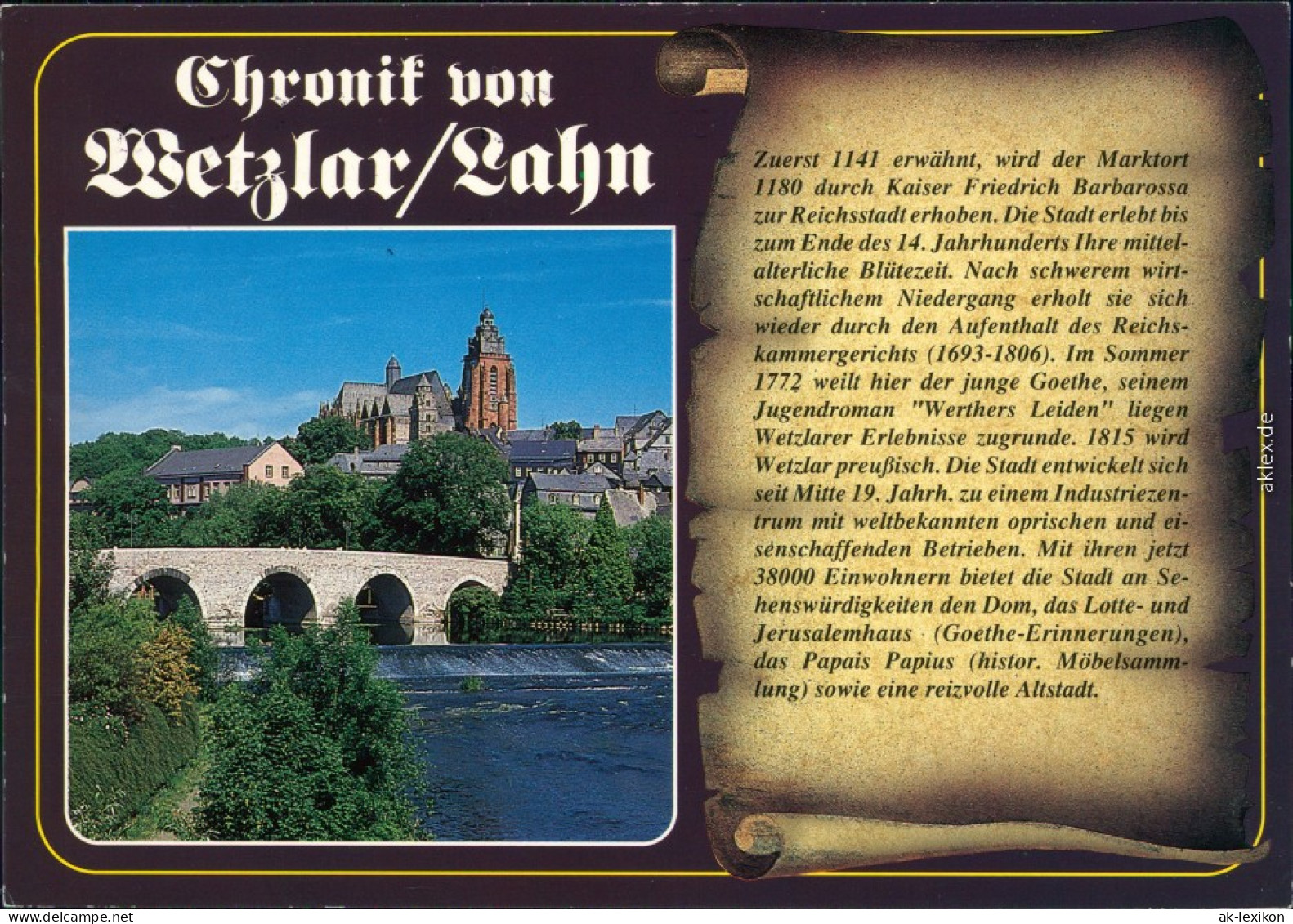 Ansichtskarte Wetzlar Alte Lahnbrücke 1990 - Wetzlar
