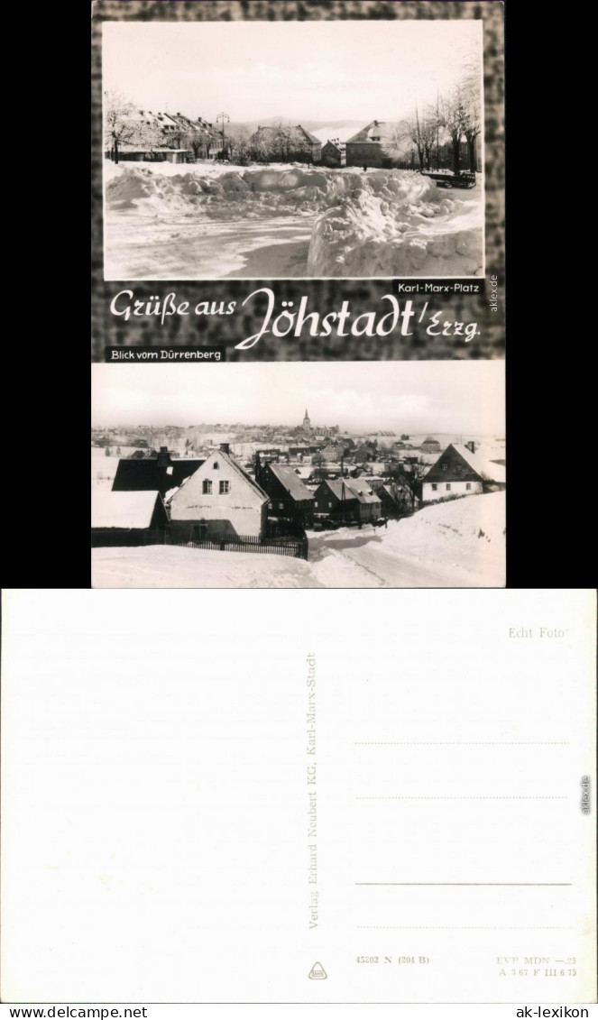 Jöhstadt (Erzgebirge) Teilansicht, Panorama - Winterlandschaft 1967 - Jöhstadt