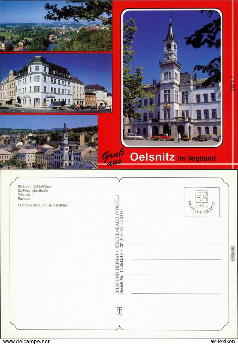 Oelsnitz (Vogtland) Panorama, Dr.-Friedrich-Straße, Teilansicht, Rathaus 1995 - Oelsnitz I. Vogtl.