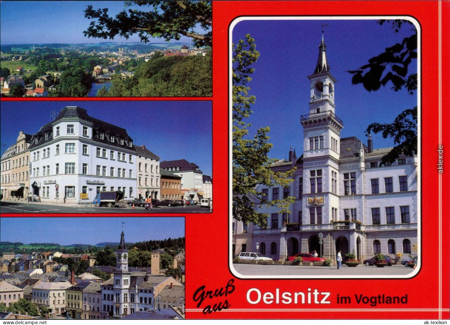Oelsnitz (Vogtland) Panorama, Dr.-Friedrich-Straße, Teilansicht, Rathaus 1995 - Oelsnitz I. Vogtl.