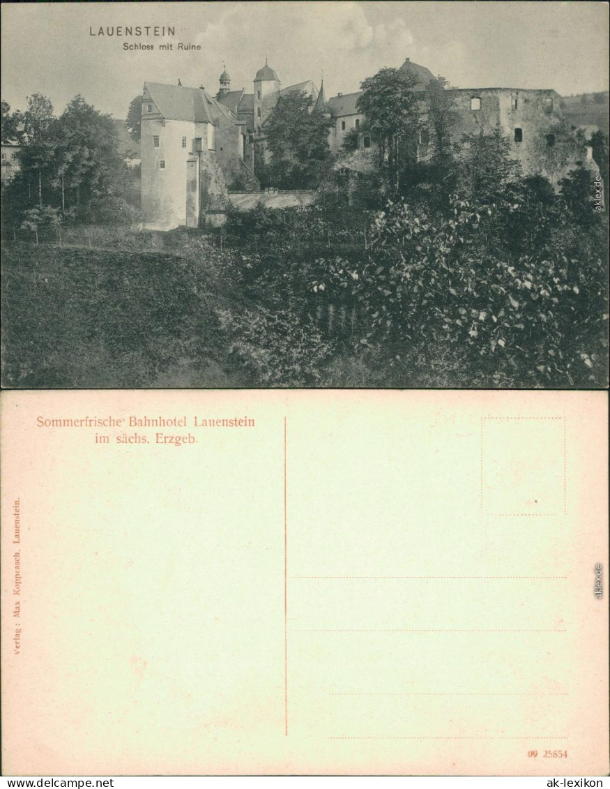 Lauenstein (Erzgebirge)-Altenberg (Erzgebirge) Schloß Lauenstein Mit Ruine 1913 - Lauenstein