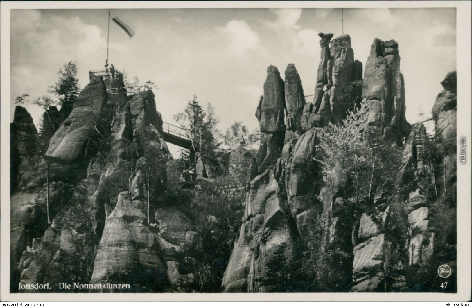 Ansichtskarte Zittau Zittauer Gebirge - Nonnenfelsen 1932 - Jonsdorf