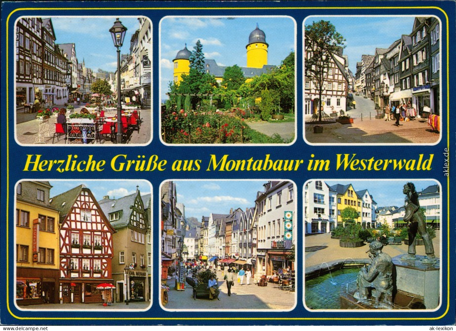 Ansichtskarte Montabaur Schloss, Gasse, Fachwerkhäuser, Brunnen 1991 - Montabaur