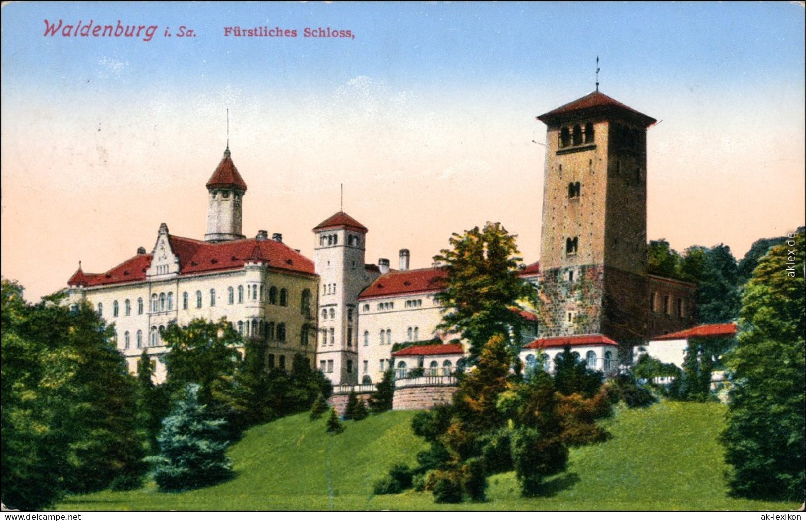 Ansichtskarte Waldenburg (Sachsen) Schloss (Sanatorium) 1929 - Waldenburg (Sachsen)