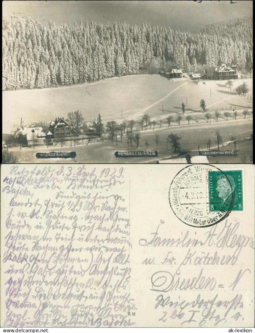 Rehefeld-Altenberg (Erzgebirge) Winterpartie - Jägerhof Und Jagdschloß 1929  - Rehefeld