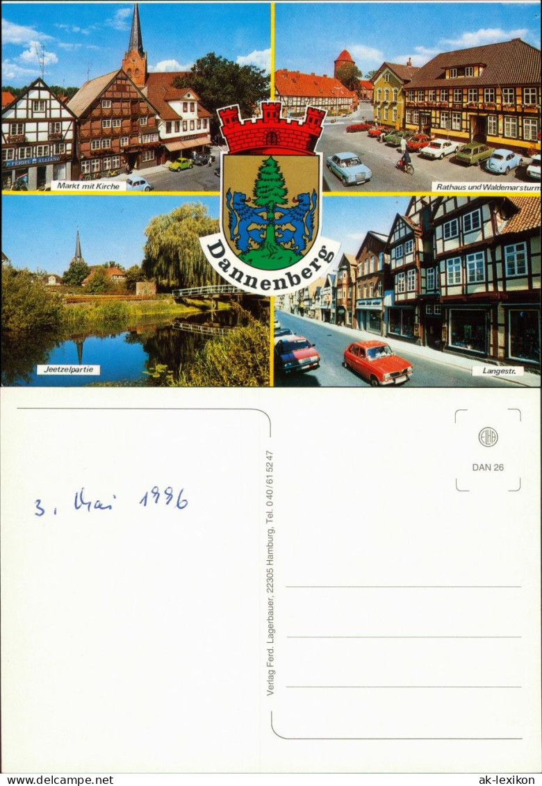 Ansichtskarte Dannenberg (Elbe) Markt, Kirche, Jeetzelpartie, Rathaus 1996 - Dannenberg