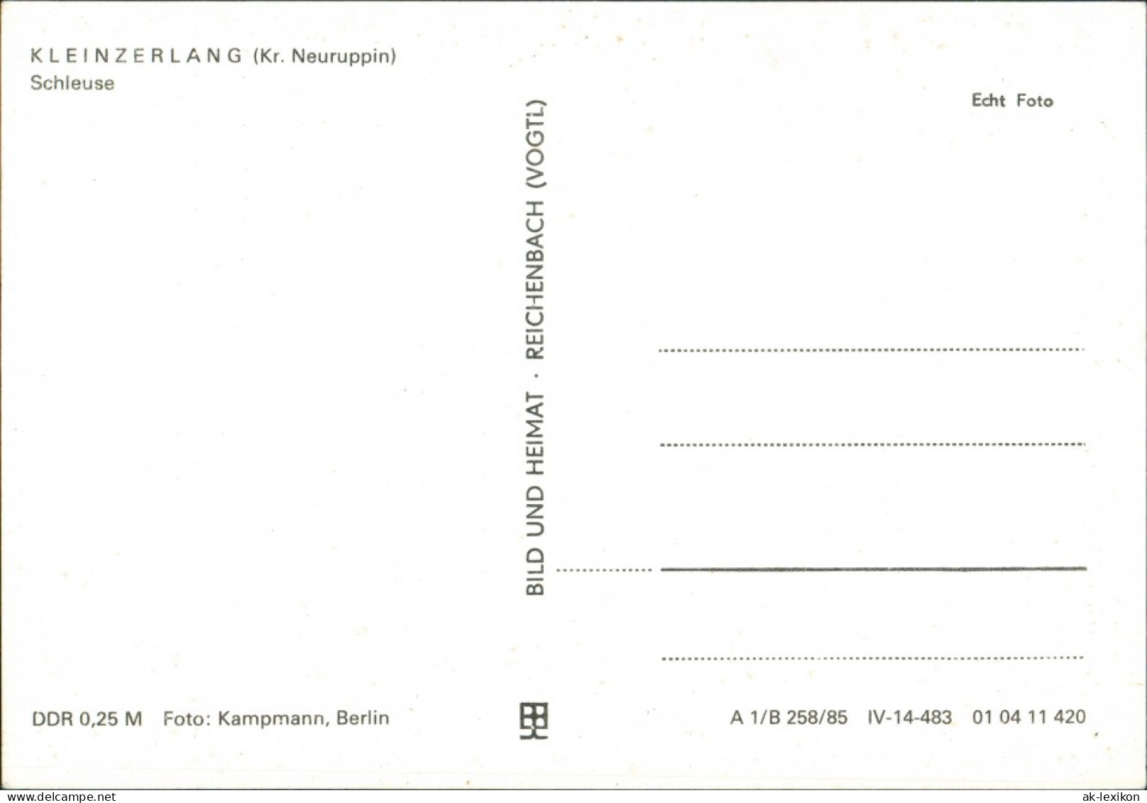 Ansichtskarte Kleinzerlang-Rheinsberg Fahrgastschiffe - Schleuse - Kanal 1985 - Rheinsberg