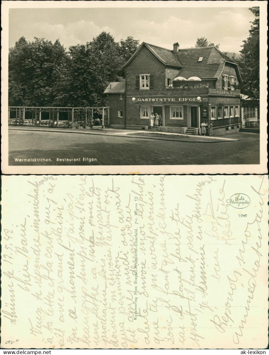 Ansichtskarte Wermelskirchen Restaurant Gaststätte Eifgen 1940 - Wermelskirchen