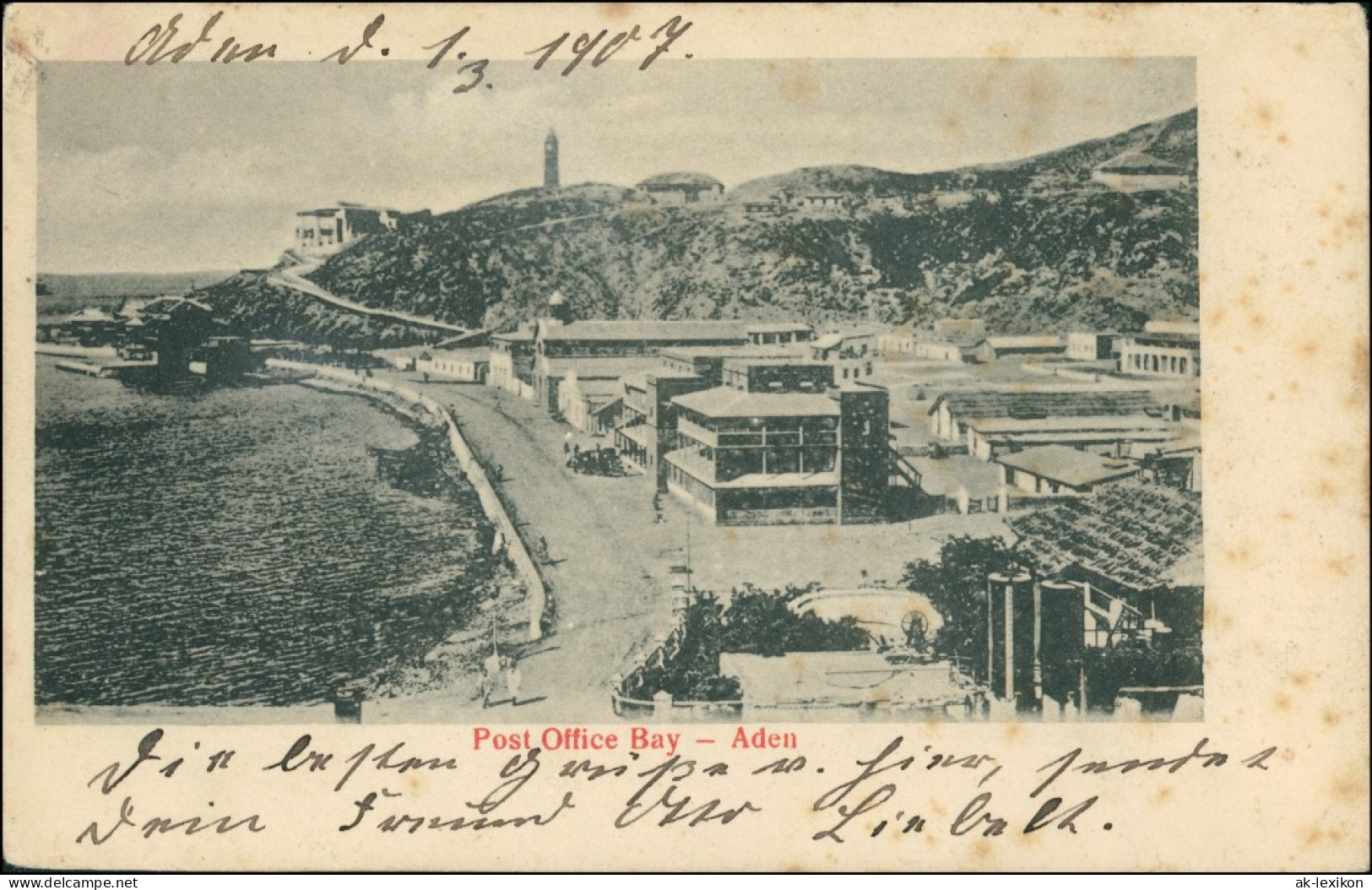 Postcard Aden عدن Stadt, Post Office 1907 - Jemen